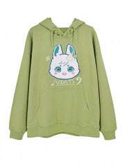 Genshin Impact Venti Inspired Green Plush Bunny Hoodie