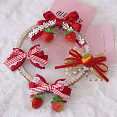Strawberry Decorated Sweet Bow Hairclip 4 Options