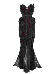 Romantic Goth Deep V-neck Sweetheart Neckline Vampire Mermaid Dress
