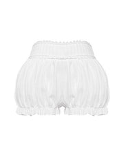 White Elastic Waist Bubble Shorts