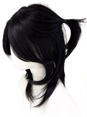 Ouji Style 45CM Black Short Straight Wig with Curtain Bangs