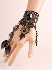 Steampunk Vintage Clock & Gear Finger Ring Bracelet
