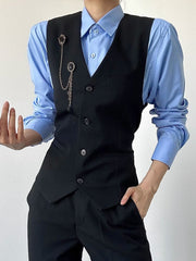 Ouji Lolita Light Blue Unisex Modal Long Sleeve Shirt with Pointed Flat Collar & Button Cuffs