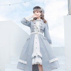 White Long-Sleeve Button-Up Blouse with Chest Pocket