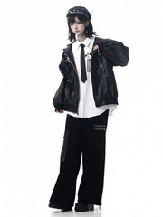 White Shirt with Plaid Pocket and Zipper Accent