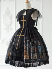 Black Church Stained Window Gothic Lolita Jumper Skirt