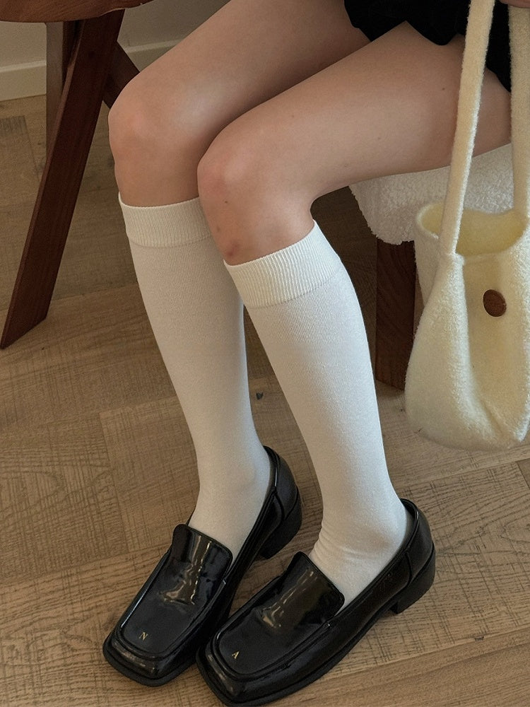 White/Light Grey/Dark Grey/Dark Red/Black Cotton Underknee Stockings