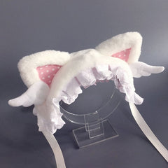 Y2K Plush Kitty Ear and Wing Hairband