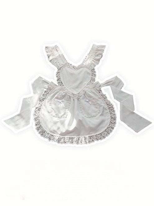 White Lace-Trimmed Heart-Shaped Apron