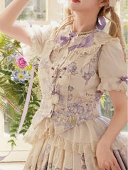 Plus Sizes Available Purple Floral Print Waistcoat