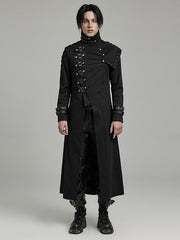 Punk Textured Asymmetrical Long Jacket