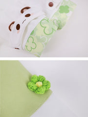 White & Green Cute Panda Design Zip Closure Hoodie