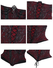 Victorian Goth Spiderweb Lace Wine Red Vampire Boned Corset