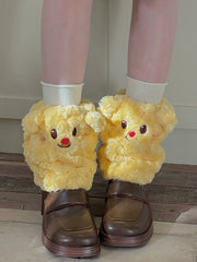 Yellow Cute Bear Plush Leg Warmers