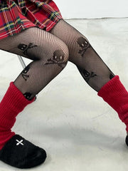 Red/Black Skull Pattern Tights