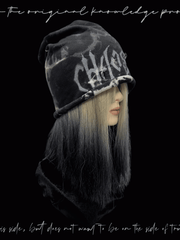 Y2K Black Rolled Hem Tie Dye Studded Glamorous Hat