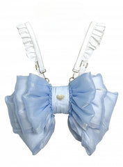 Sax Blue Tulle Big Bow Backpack Solid Color 3 Size Options