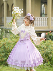 The Midsummer Milky Way Ruffle Design Bowknot Details Jumper Skirt