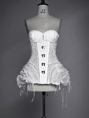 White Goth Bustier Corset Top Lace-up Back