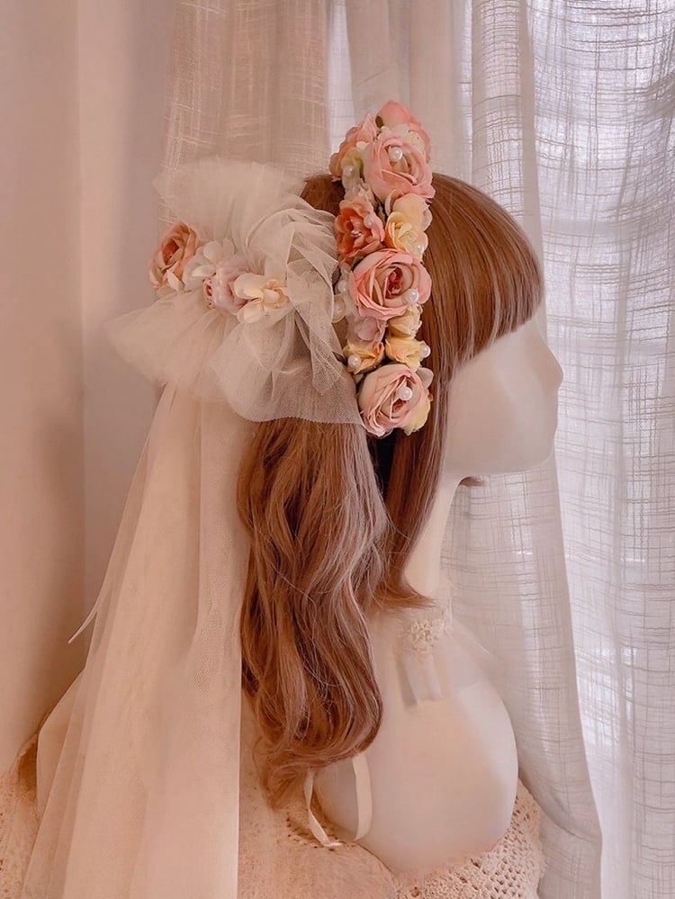 Clearane-Edward Lolita Handmade Pink Splite Design Hairband