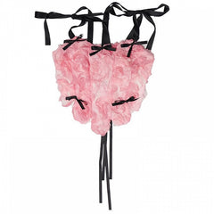 Pink Roses Tank Top with Bowknot Details