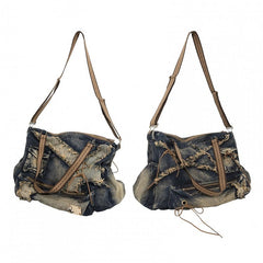Distressed Design Denim Shoulder Bag