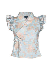 Hallucinogenic Flutter Sleeves Jacquard Top