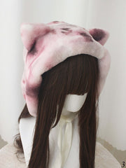 Handmade Plush Cat Ears Winter Hat