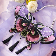 Purple-red Tassels Decorated Embroidered Butterfly Bag
