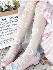 Sweetheart Pattern Plaid Bowknot Details Over/Under Knee Stockings