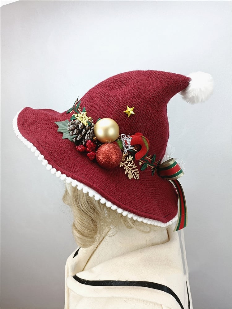 Handmade Wine Red Lolita Christmas Hat