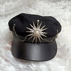 Gold / Silver / Bronze Chain Decorated Military Lolita Hat