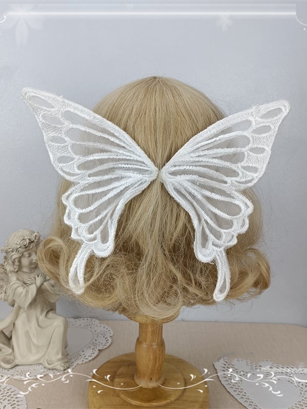 White / Black / Pink Big Butterfly  Hairclips