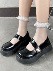 White/Black Lace Ruffled Cuff Sheer Socks