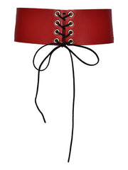 PU Black / White / Red Lace-up Garter