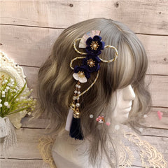 9 Color Options Fan Detail Tassels Sakura Hairclip