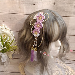 9 Color Options Fan Detail Tassels Sakura Hairclip