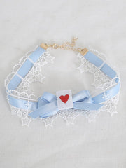 Poker Decorated Bow Lace Trim Choker