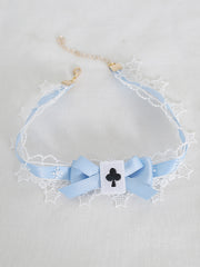 Poker Decorated Bow Lace Trim Choker