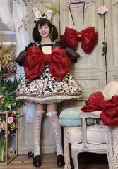 Wine Red Big Bow Backpack Solid Color