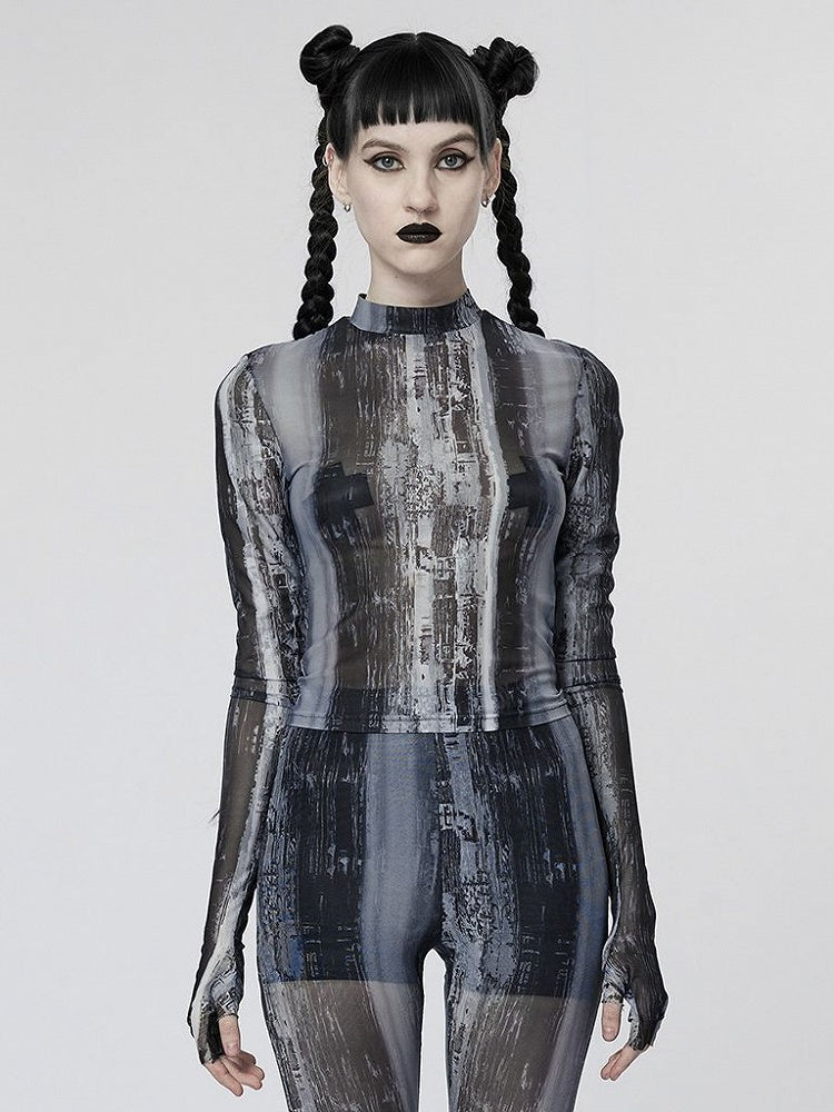 The Post-apocalyptic Techwear Tight Mesh T-shirt Black and Grey