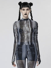 The Post-apocalyptic Techwear Tight Mesh T-shirt Black and Grey