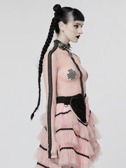 Punk Elastic Mesh T-shirt Pink