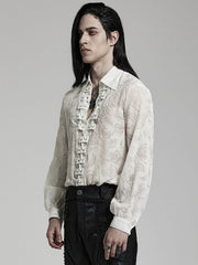 White Goth Piranha Pattern Velvet Shirt