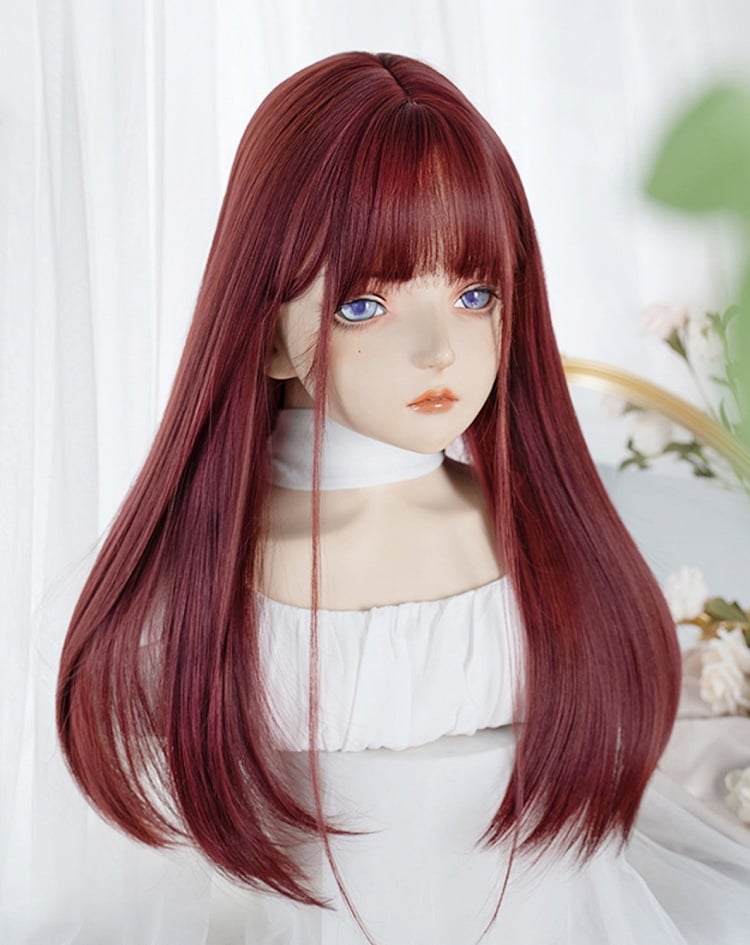 Straight Waist Length Red Synthetic Wig