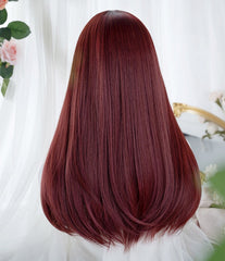 Straight Waist Length Red Synthetic Wig