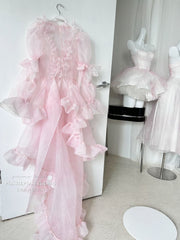 Pink Ruffles Long Version Train Top