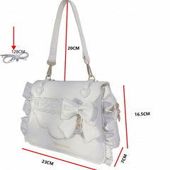 White Ruffle Trim Bowknot  Shoulder Bag