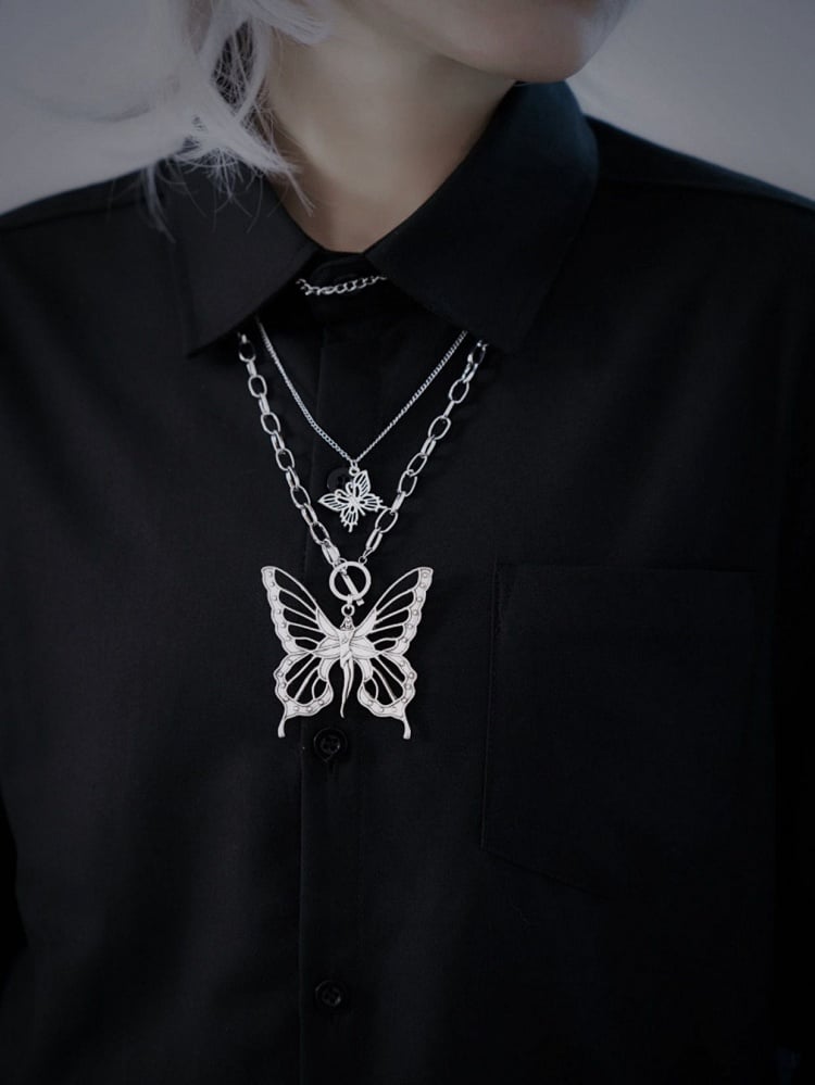 Metal Butterfly Pendants Necklaces