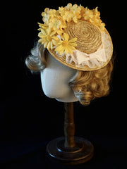 Handmade Yellow Flowers Decorated Straw Hat